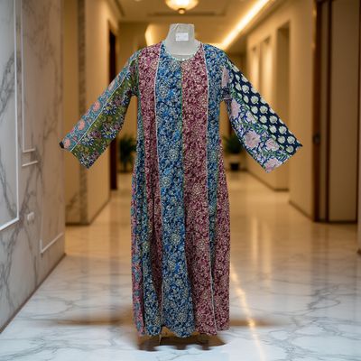 S/M Malaysia Printed Cotton Dress 57&quot; Long Jalabiya