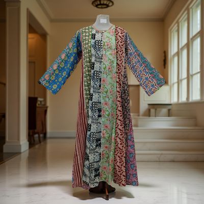 S/M Malaysia Printed Cotton Dress 57&quot; Long Jalabiya