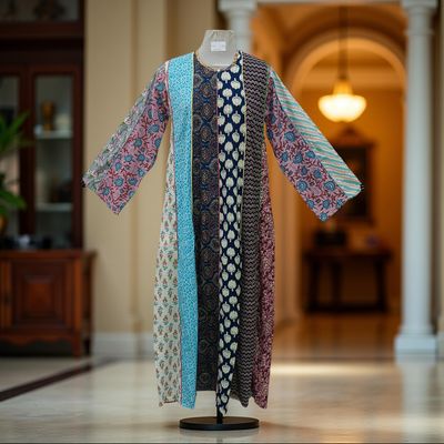 S/M Malaysia Printed Cotton Dress 57&quot; Long Jalabiya