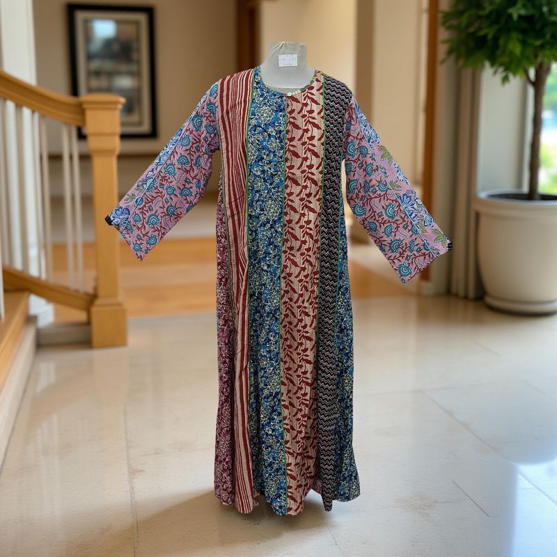 S/M Malaysia Printed Cotton Dress 57&quot; Long Jalabiya
