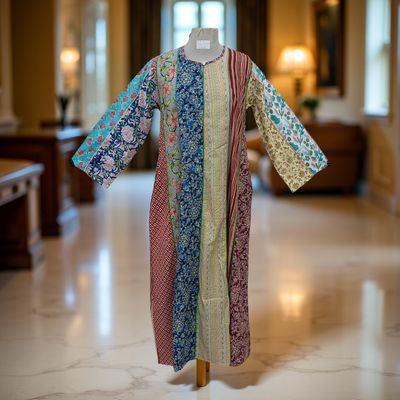 S/M Malaysia Printed Cotton Dress 57&quot; Long Jalabiya
