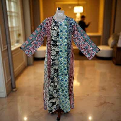 S/M Malaysia Printed Cotton Dress 57&quot; Long Jalabiya