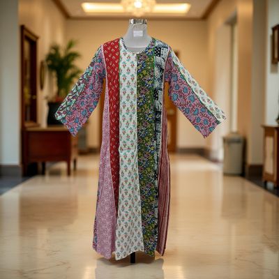 S/M Malaysia Printed Cotton Dress 57&quot; Long Jalabiya