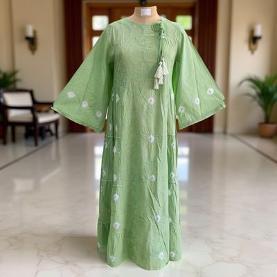 S/M Cindrella Embroidery Cotton Dress 57&quot; Long Jalabiya