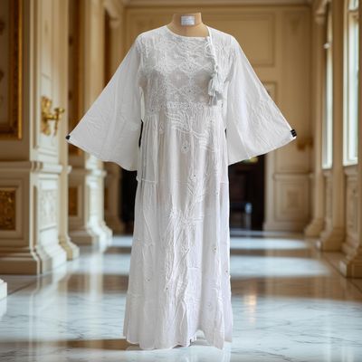 S/M Cindrella Embroidery Cotton Dress 57&quot; Long Jalabiya