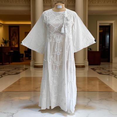 S/M Cindrella Embroidery Cotton Dress 57&quot; Long Jalabiya