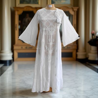 S/M Cindrella Embroidery Cotton Dress 57&quot; Long Jalabiya