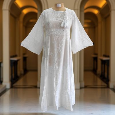 S/M Cindrella Embroidery Cotton Dress 57&quot; Long Jalabiya