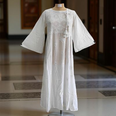 S/M Cindrella Embroidery Cotton Dress 57&quot; Long Jalabiya
