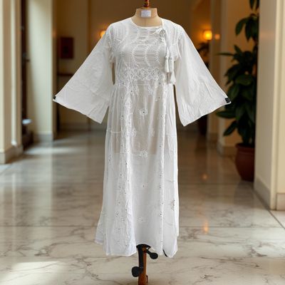 S/M Cindrella Embroidery Cotton Dress 57&quot; Long Jalabiya