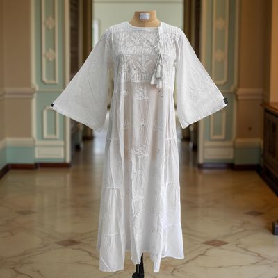 S/M Cindrella Embroidery Cotton Dress 57&quot; Long Jalabiya