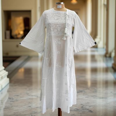 S/M Cindrella Embroidery Cotton Dress 57&quot; Long Jalabiya