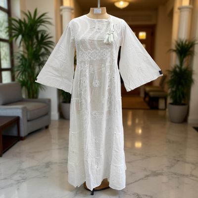 S/M Cindrella Embroidery Cotton Dress 57&quot; Long Jalabiya