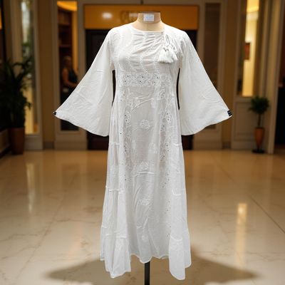 S/M Cindrella Embroidery Cotton Dress 57&quot; Long Jalabiya