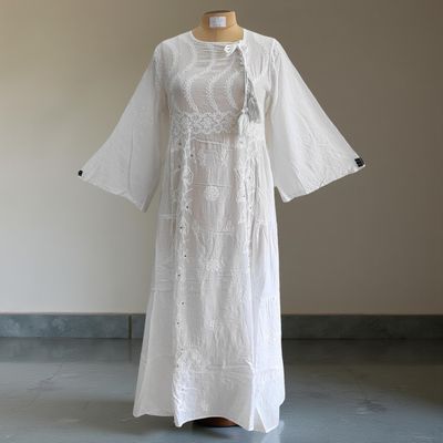 S/M Cindrella Embroidery Cotton Dress 57&quot; Long Jalabiya