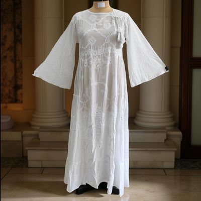 S/M Cindrella Embroidery Cotton Dress 57&quot; Long Jalabiya