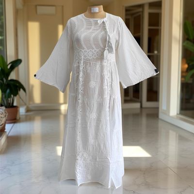 S/M Cindrella Embroidery Cotton Dress 57&quot; Long Jalabiya