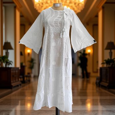 S/M Cindrella Embroidery Cotton Dress 57&quot; Long Jalabiya