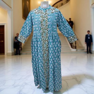 S/M  Aafreen Printed Cotton Dress 57&quot; Long Jalabiya