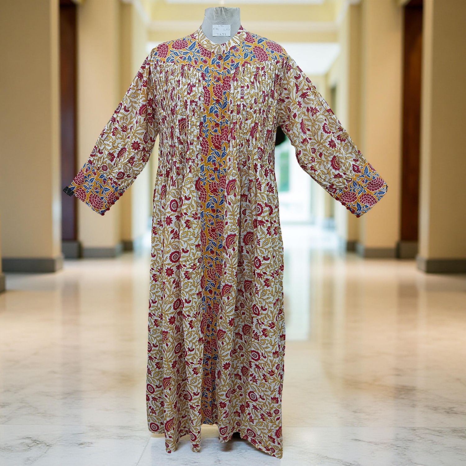 L/XL  Aafreen Printed Cotton Dress 57&quot; Long Jalabiya