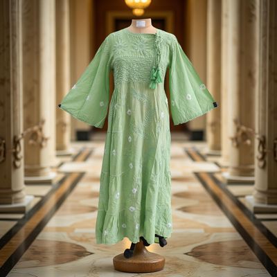 L/XL Cindrella embroidery Cotton Dress 57&quot; Long Jalabiya