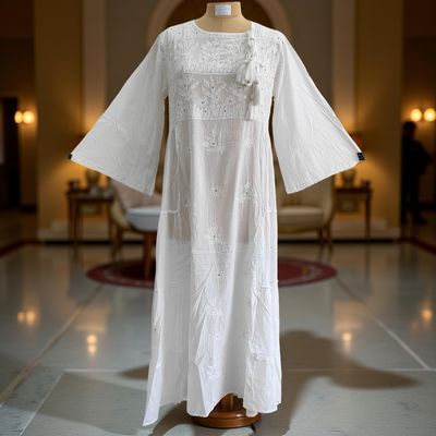 L/XL Cindrella embroidery Cotton Dress 57&quot; Long Jalabiya