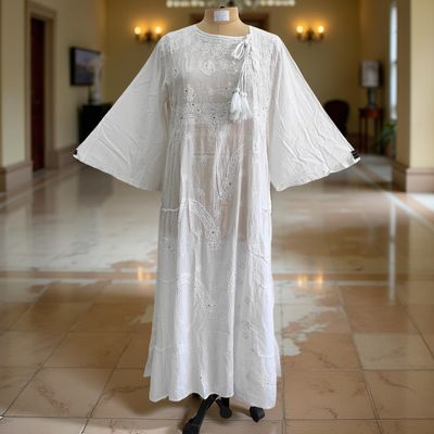 L/XL Cindrella embroidery Cotton Dress 57&quot; Long Jalabiya