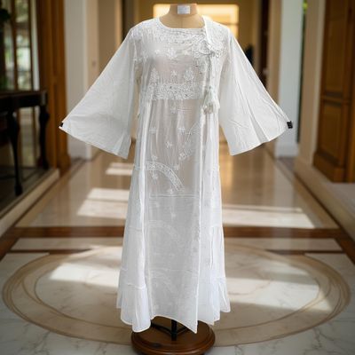L/XL Cindrella embroidery Cotton Dress 57&quot; Long Jalabiya