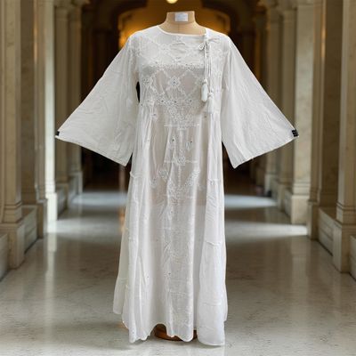 L/XL Cindrella embroidery Cotton Dress 57&quot; Long Jalabiya