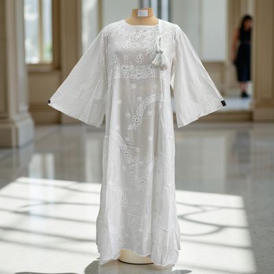 L/XL Cindrella embroidery Cotton Dress 57&quot; Long Jalabiya