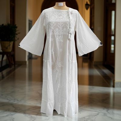L/XL Cindrella embroidery Cotton Dress 57&quot; Long Jalabiya