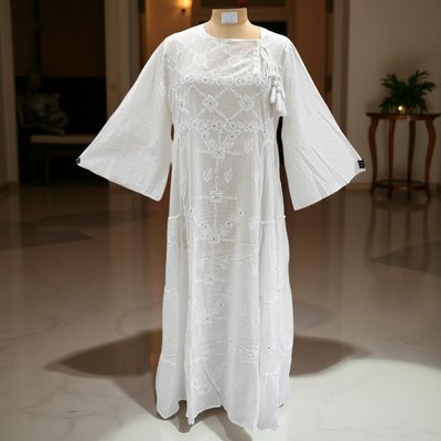 L/XL Cindrella embroidery Cotton Dress 57&quot; Long Jalabiya