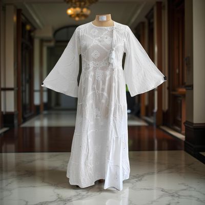 S/M Cindrella Embroidery Cotton Dress 57&quot; Long Jalabiya