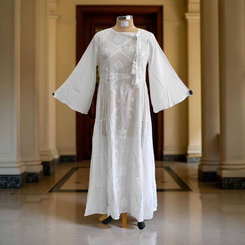 S/M Cindrella Embroidery Cotton Dress 57&quot; Long Jalabiya