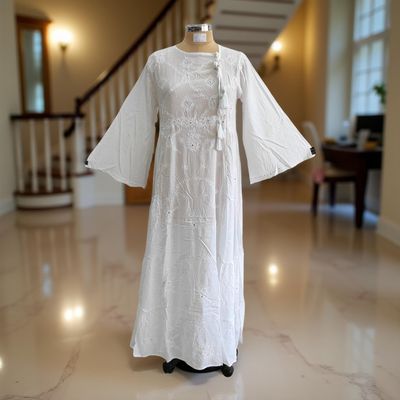 S/M Cindrella Embroidery Cotton Dress 57&quot; Long Jalabiya