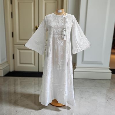 S/M Cindrella Embroidery Cotton Dress 57&quot; Long Jalabiya