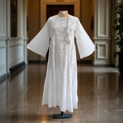 S/M Cindrella Embroidery Cotton Dress 57&quot; Long Jalabiya
