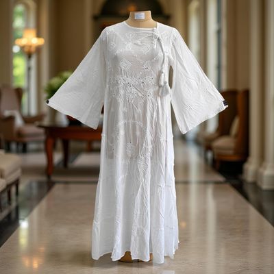 S/M Cindrella Embroidery Cotton Dress 57&quot; Long Jalabiya