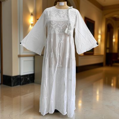 S/M Cindrella Embroidery Cotton Dress 57&quot; Long Jalabiya