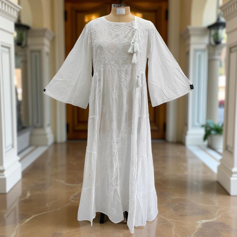 L/XL Cindrella embroidery Cotton Dress 57&quot; Long Jalabiya
