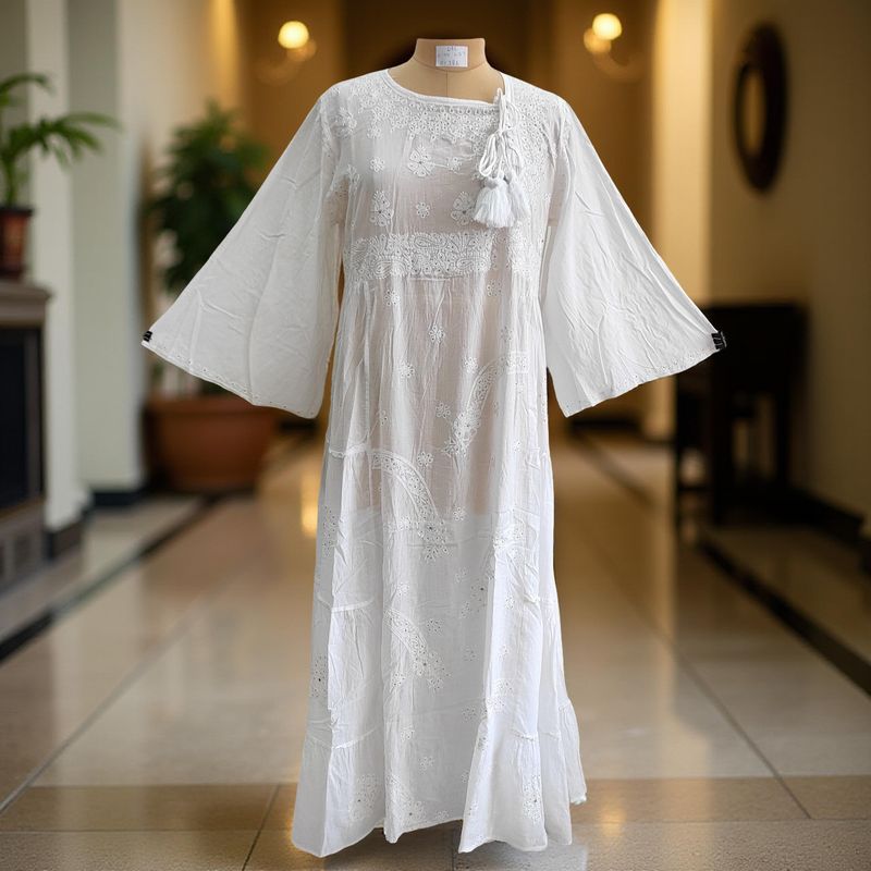 L/XL Cindrella embroidery Cotton Dress 57&quot; Long Jalabiya