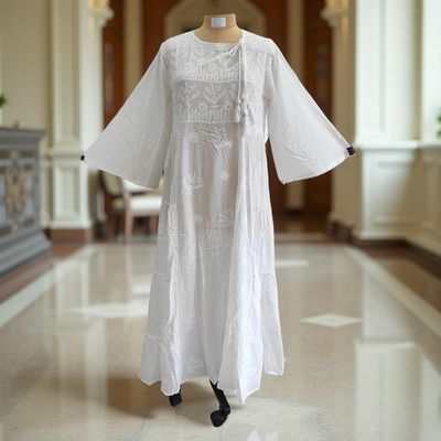 L/XL Cindrella embroidery Cotton Dress 57&quot; Long Jalabiya