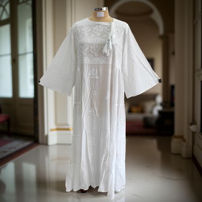 L/XL Cindrella embroidery Cotton Dress 57&quot; Long Jalabiya