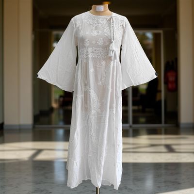 L/XL Cindrella embroidery Cotton Dress 57&quot; Long Jalabiya