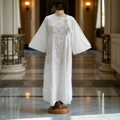 L/XL Cindrella embroidery Cotton Dress 57&quot; Long Jalabiya