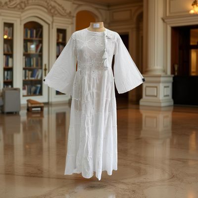 L/XL Cindrella embroidery Cotton Dress 57&quot; Long Jalabiya