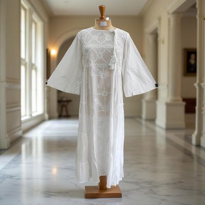 L/XL Cindrella embroidery Cotton Dress 57&quot; Long Jalabiya