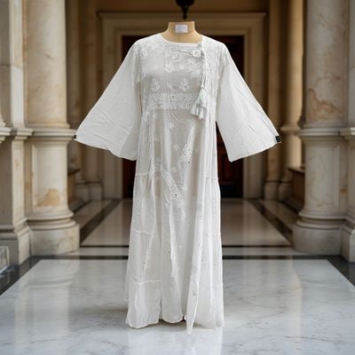 L/XL Cindrella embroidery Cotton Dress 57&quot; Long Jalabiya