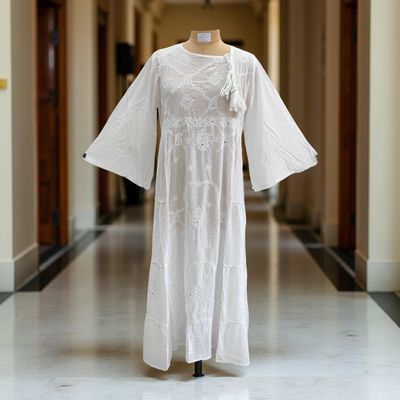 L/XL Cindrella embroidery Cotton Dress 57&quot; Long Jalabiya