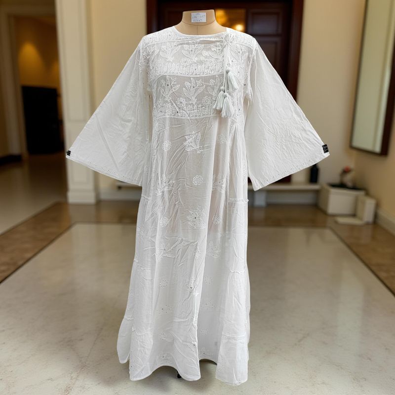 L/XL Cindrella embroidery Cotton Dress 57&quot; Long Jalabiya
